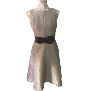 Vintage NWT $139 Anne Klein SPARKLE Champagne Textured Dress Belt Size 6